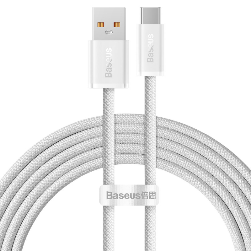 Cablu Baseus Dynamic Series, USB la USB-C, 100W, Fast Charging, 2m, Alb