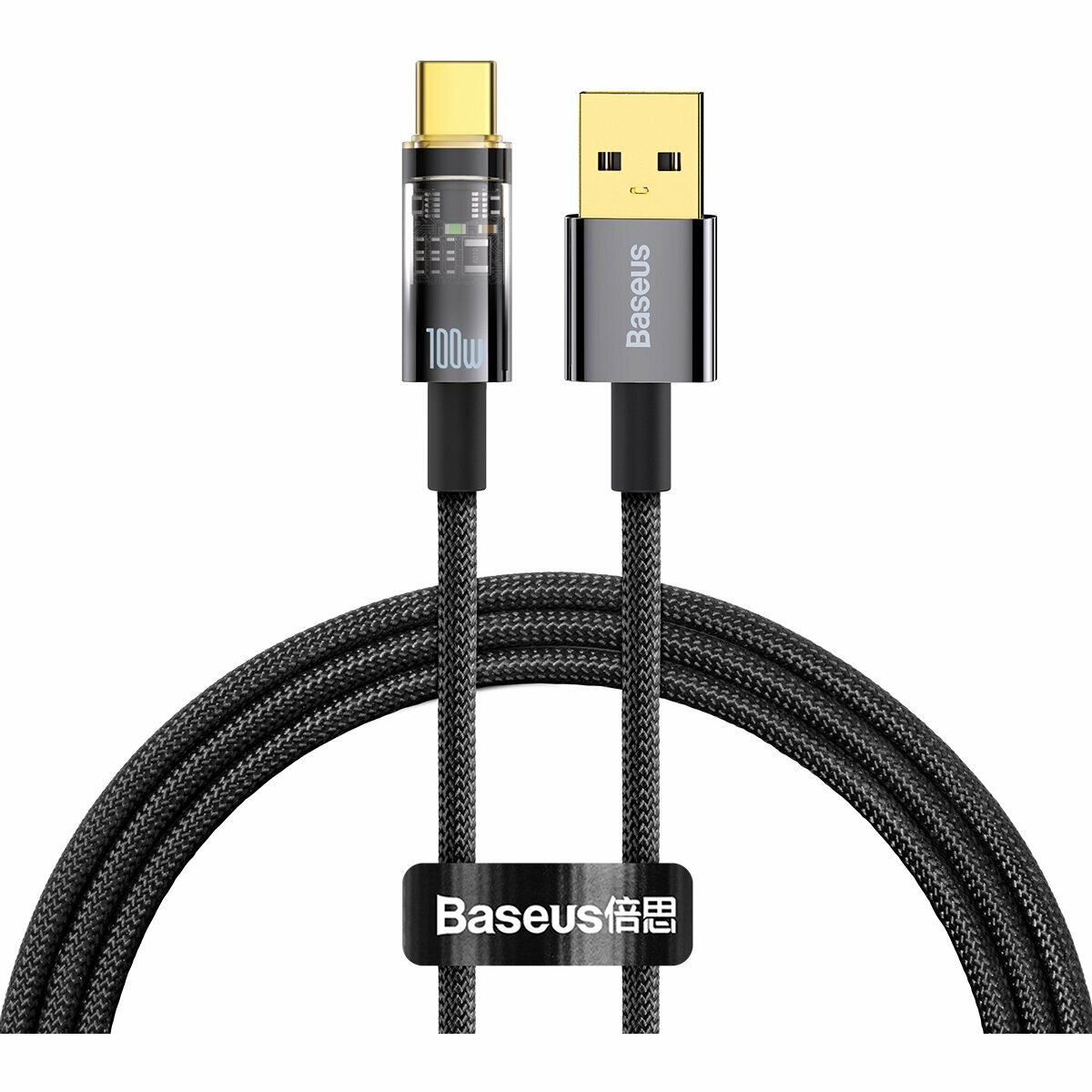 Cablu Baseus Explorer, USB la USB-C, 100W, Fast Charging, 1m, Negru