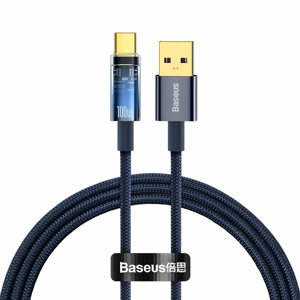 Cablu Baseus Explorer, USB la USB-C, 100W, Fast Charging, 1m, Albastru