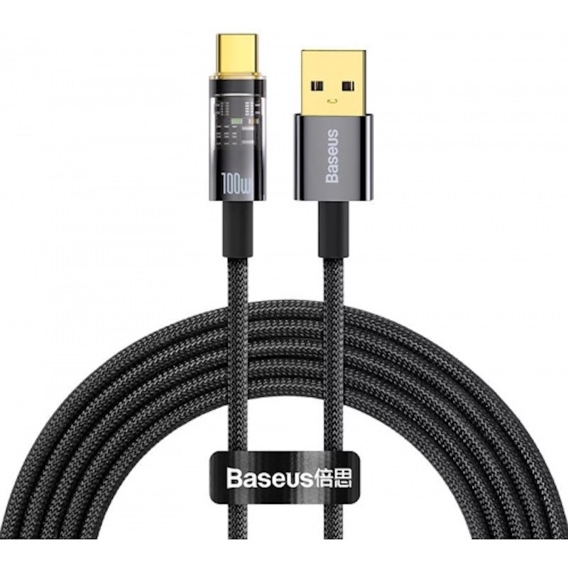 Cablu Baseus Explorer, USB la USB-C, 100W, Fast Charging, 2m, Negru