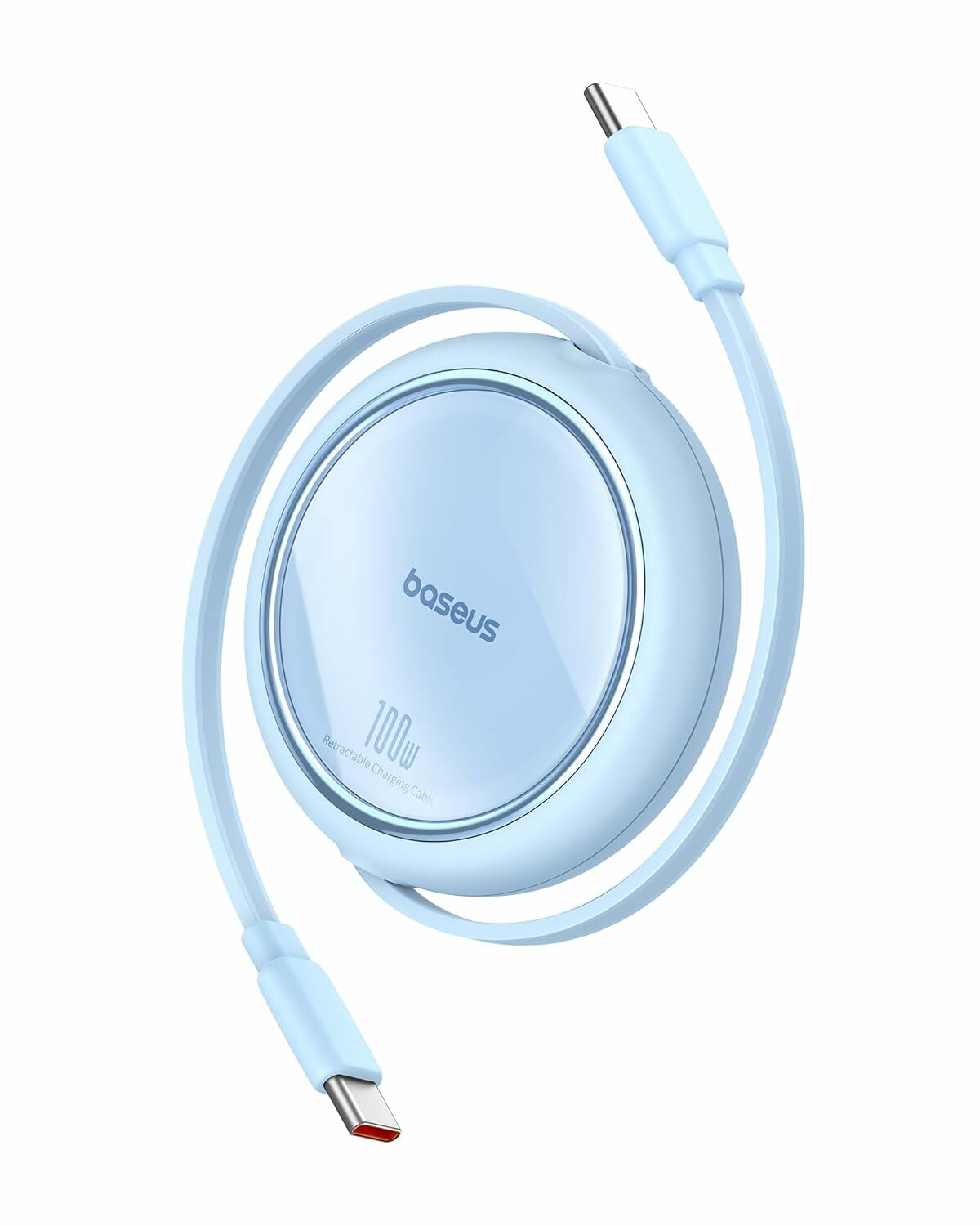 Cablu Baseus Free2Draw Mini, Retractabil, USB-C la USB-C, 100W, 1m, Albastru