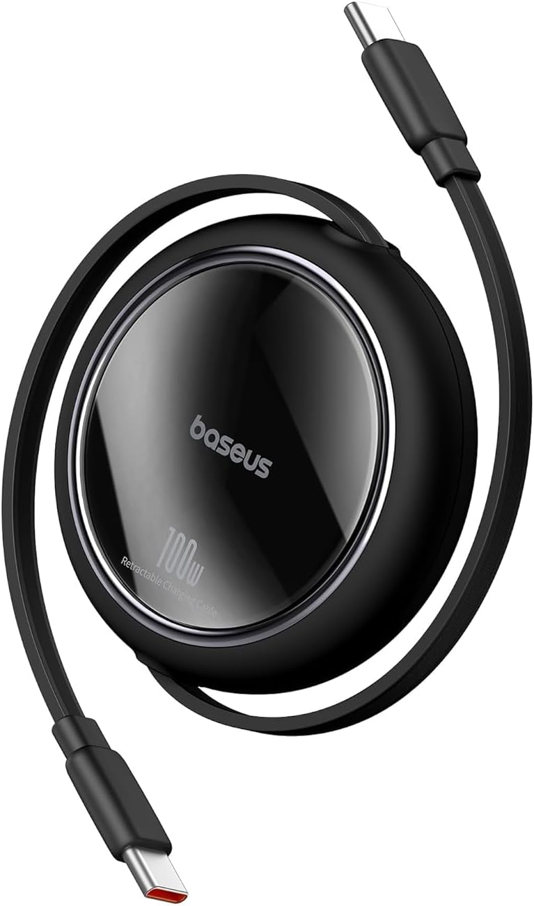 Cablu Baseus Free2Draw Mini Retractable USB-C 100W, 1m, Negru