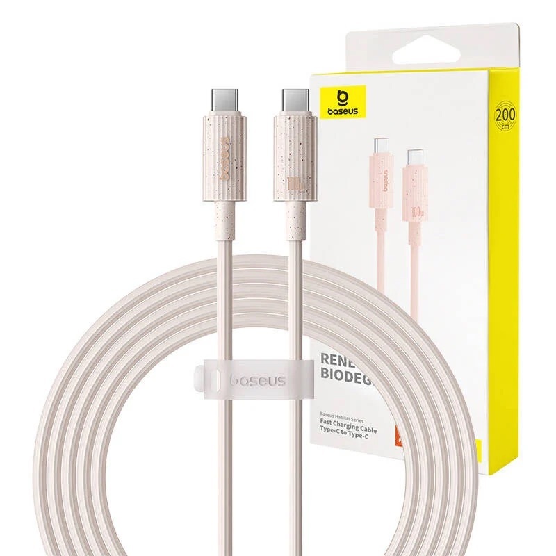 Cablu Baseus Habitat Series, Incarcare rapida, USB-C la USB-C, 100W, 2m, Roz