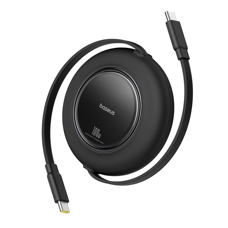Cablu Baseus Free2Pull retractabil USB-C la USB-C 100W, 2m, Negru
