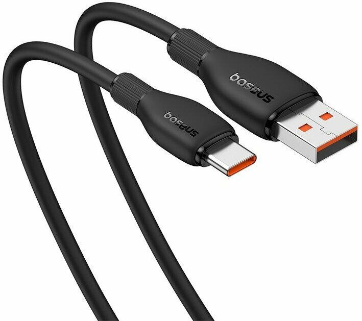Cablu Baseus Pudding Fast Charge USB la USB-C 100W, 2m, Negru