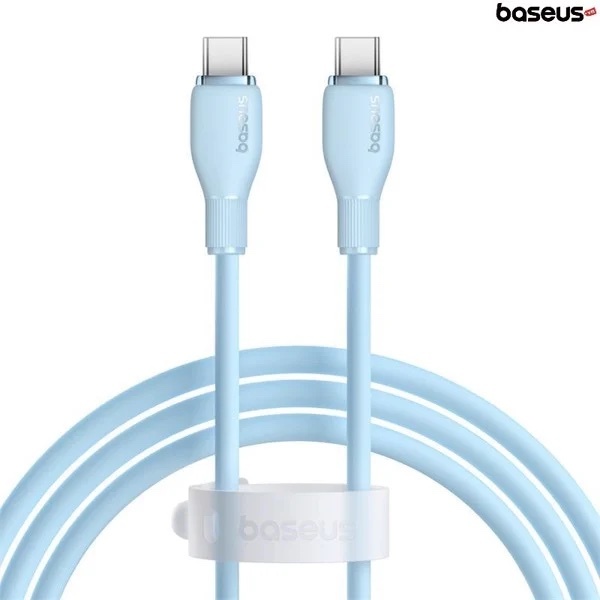 Cablu Baseus Pudding Series, 100W, USB-C la USB-C, Fast Charging, 1.2 metri, Albastru