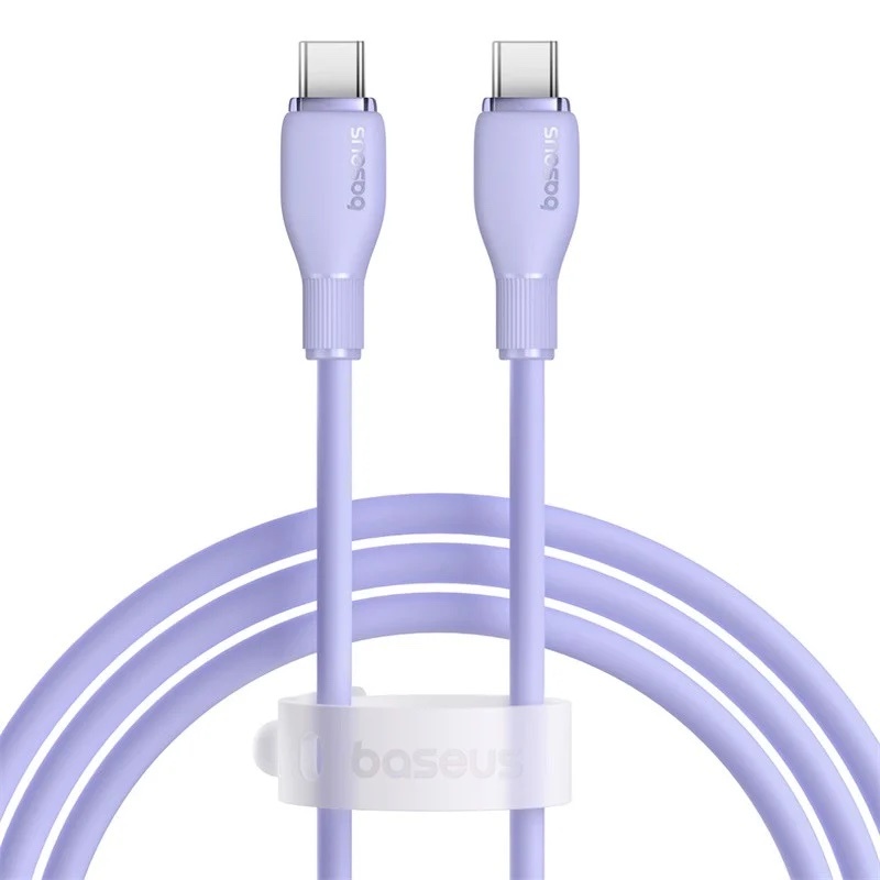 Cablu Baseus Pudding Series, 100W, USB-C la USB-C, Fast Charging, 1.2 metri, Violet