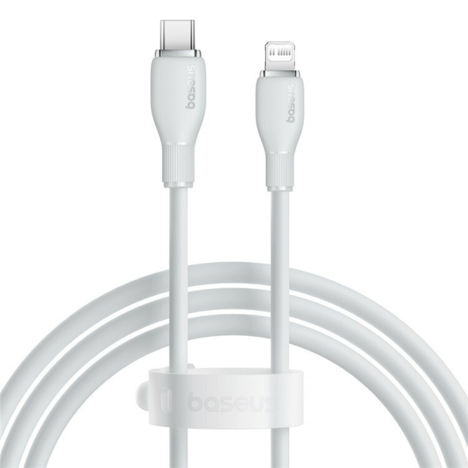 Cablu Baseus Pudding Series, 20W, Fast Charging, Lightning - USB-C, 1.2 metri, Alb