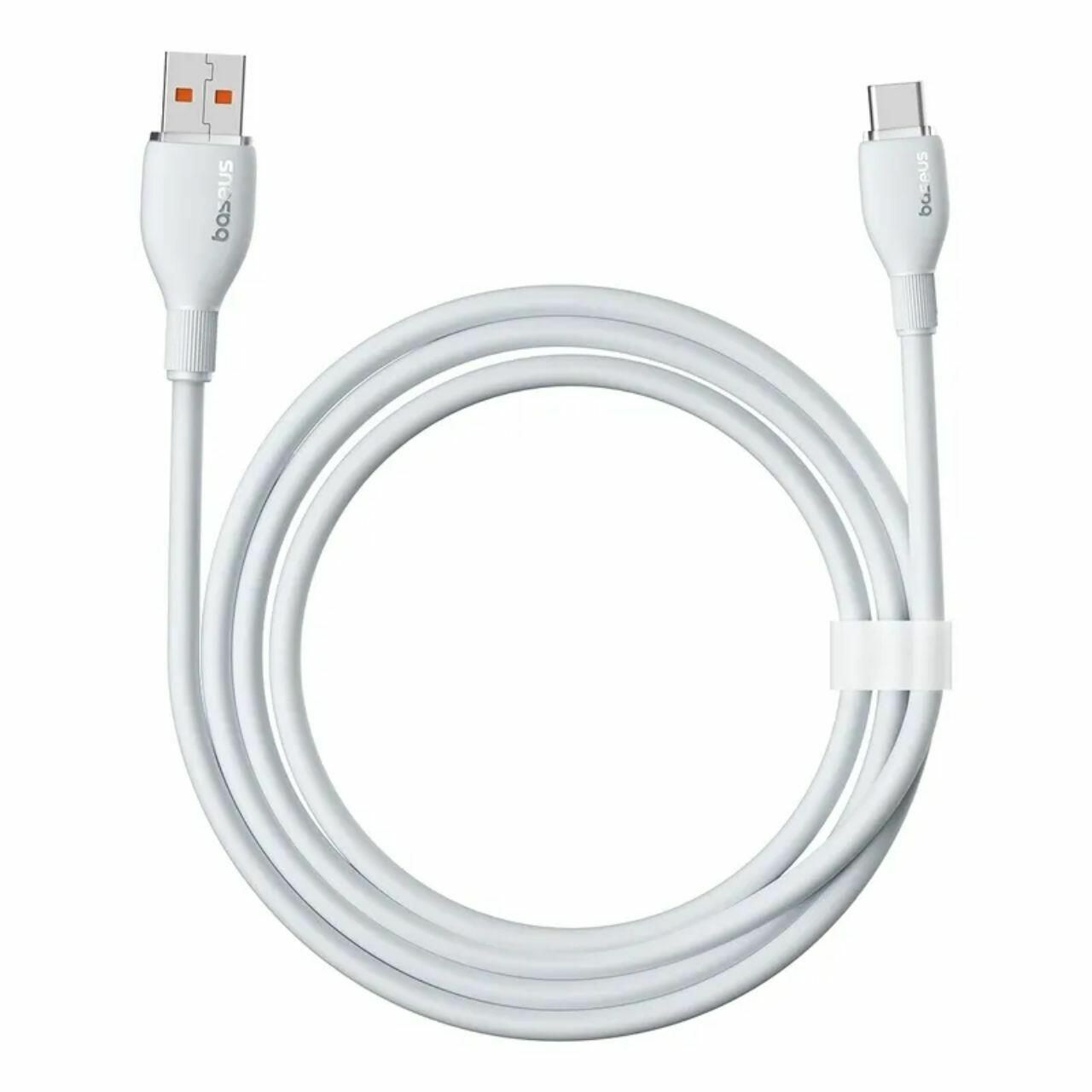 Cablu Baseus Pudding Series, USB la USB-C, 100W, Fast Charging, 1.2m, Alb
