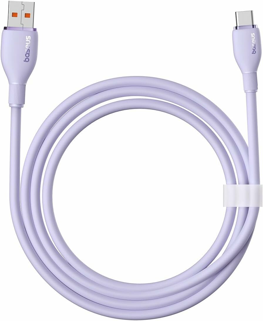 Cablu Baseus Pudding Series, USB la USB-C, 100W, Fast Charging, 1.2m, Violet