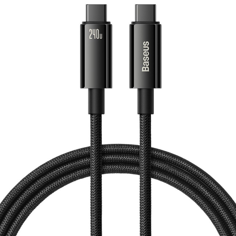 Cablu Baseus Tungsten Gold USB-C la USB-C, 240W, 3m, Negru