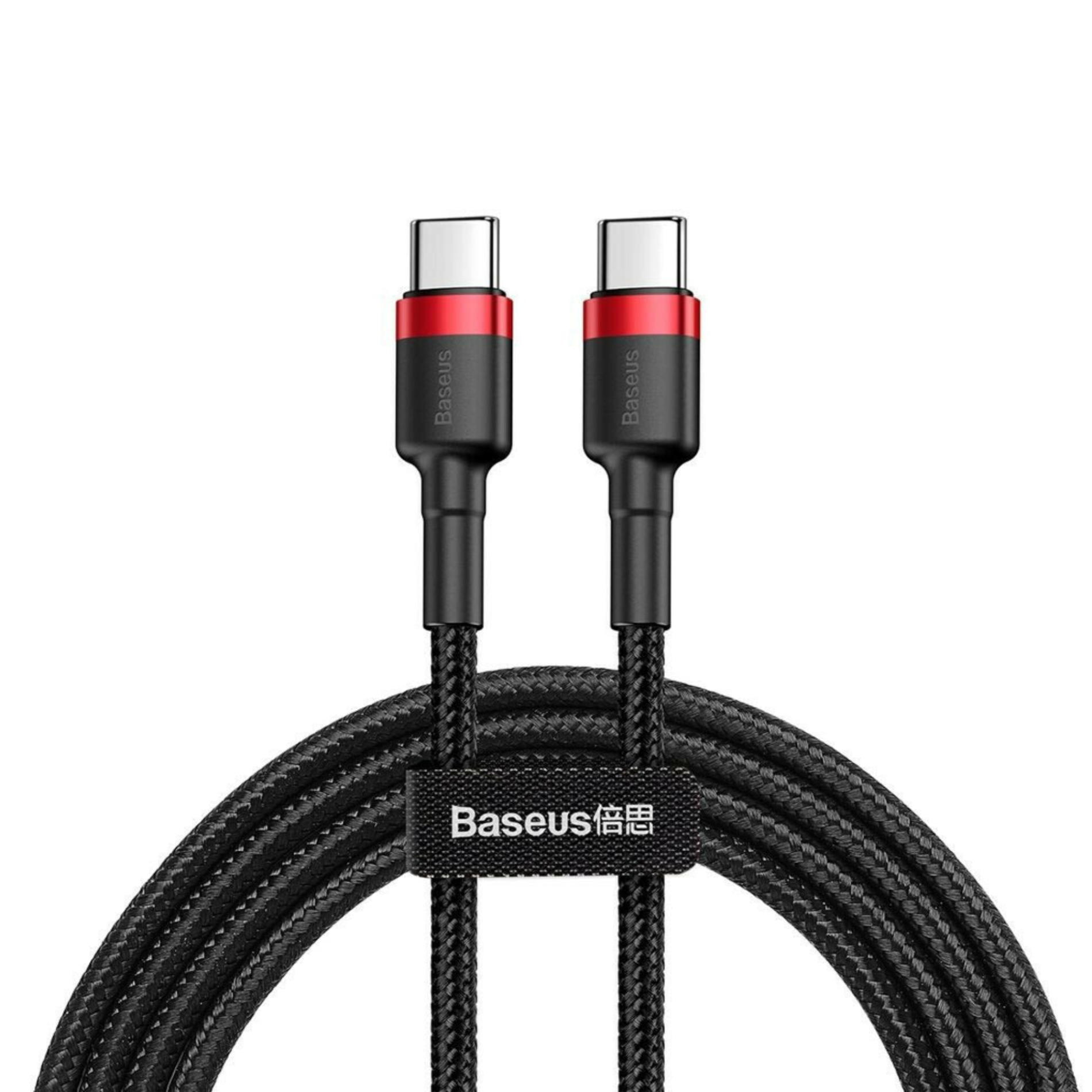 Cablu de date Baseus Cafule PD 2.0 60W, USB-C la USB-C, 1 metru, 20V, 3A, Rosu + Negru