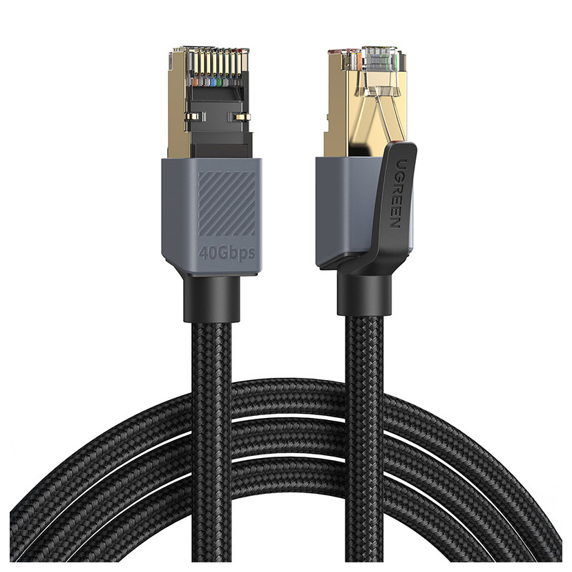 Cablu UGREEN Ethernet RJ45 la RJ45, Cat8 F/FTP, 40 Gbps, 2000 Mhz, 2m, Negru