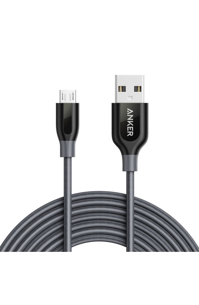 Cablu de date Anker PowerLine+ Nylon, MicroUSB, 1.8 m, Gri