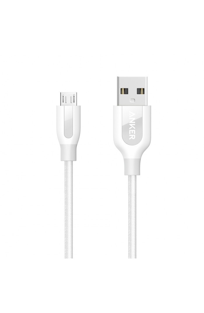 Cablu de date Anker Premium PowerLine+ Nylon, MicroUSB, 0.91 m, Alb
