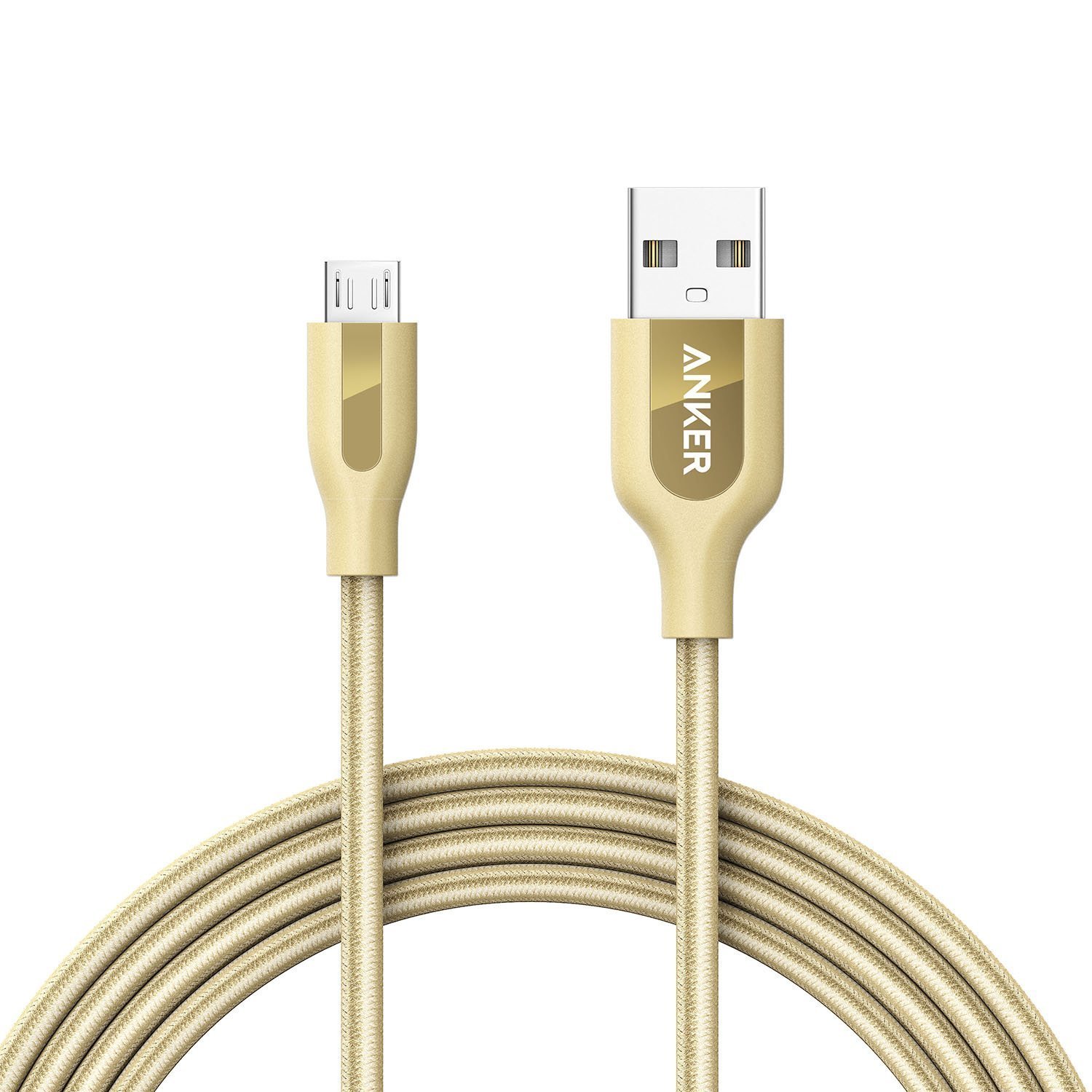 Cablu de date Anker Premium PowerLine+ Nylon, MicroUSB, 1.8 m, Auriu