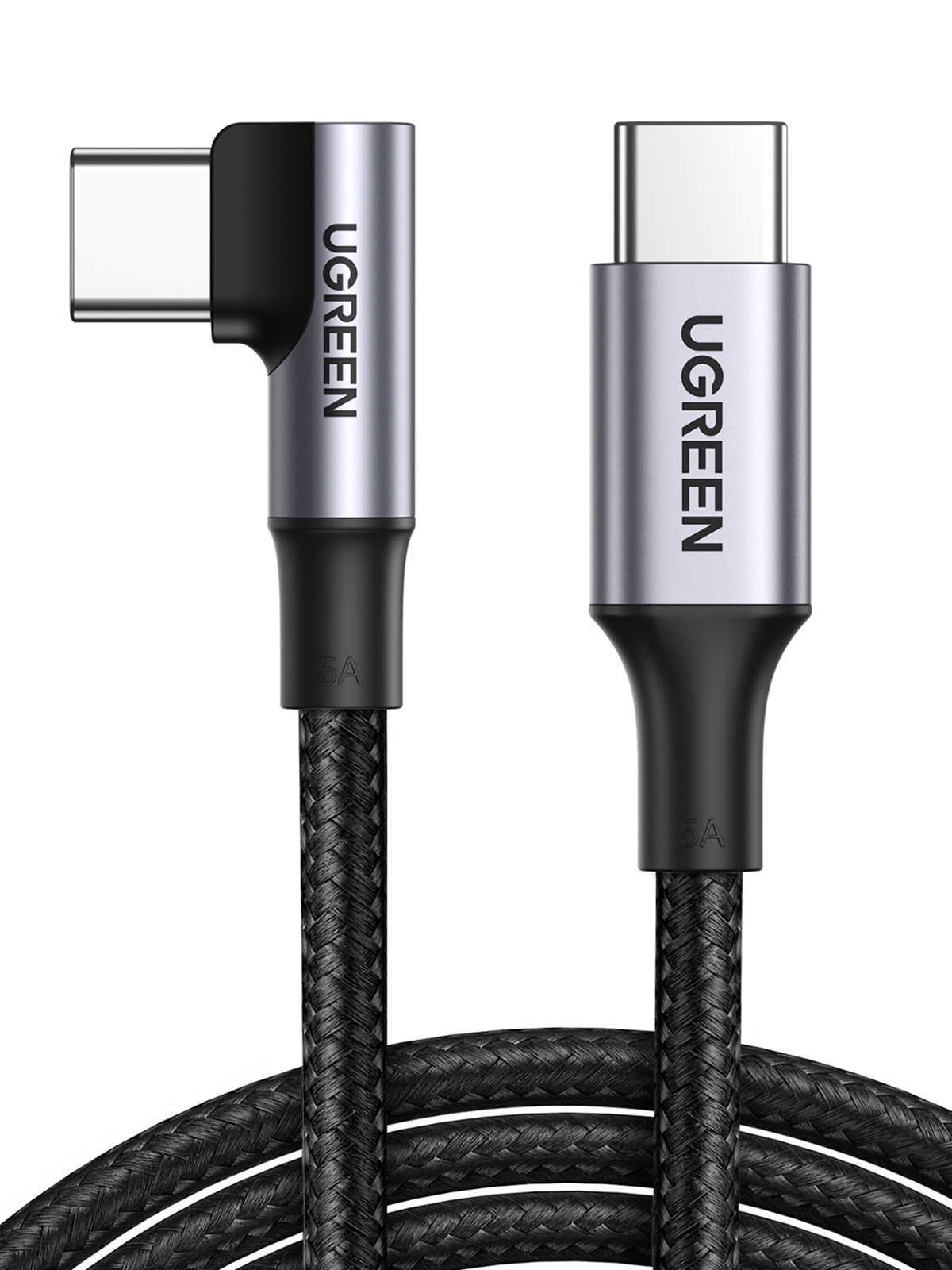 Cablu Ugreen USB-C la USB-C, cu unghi drept, 100W, 1m, Negru