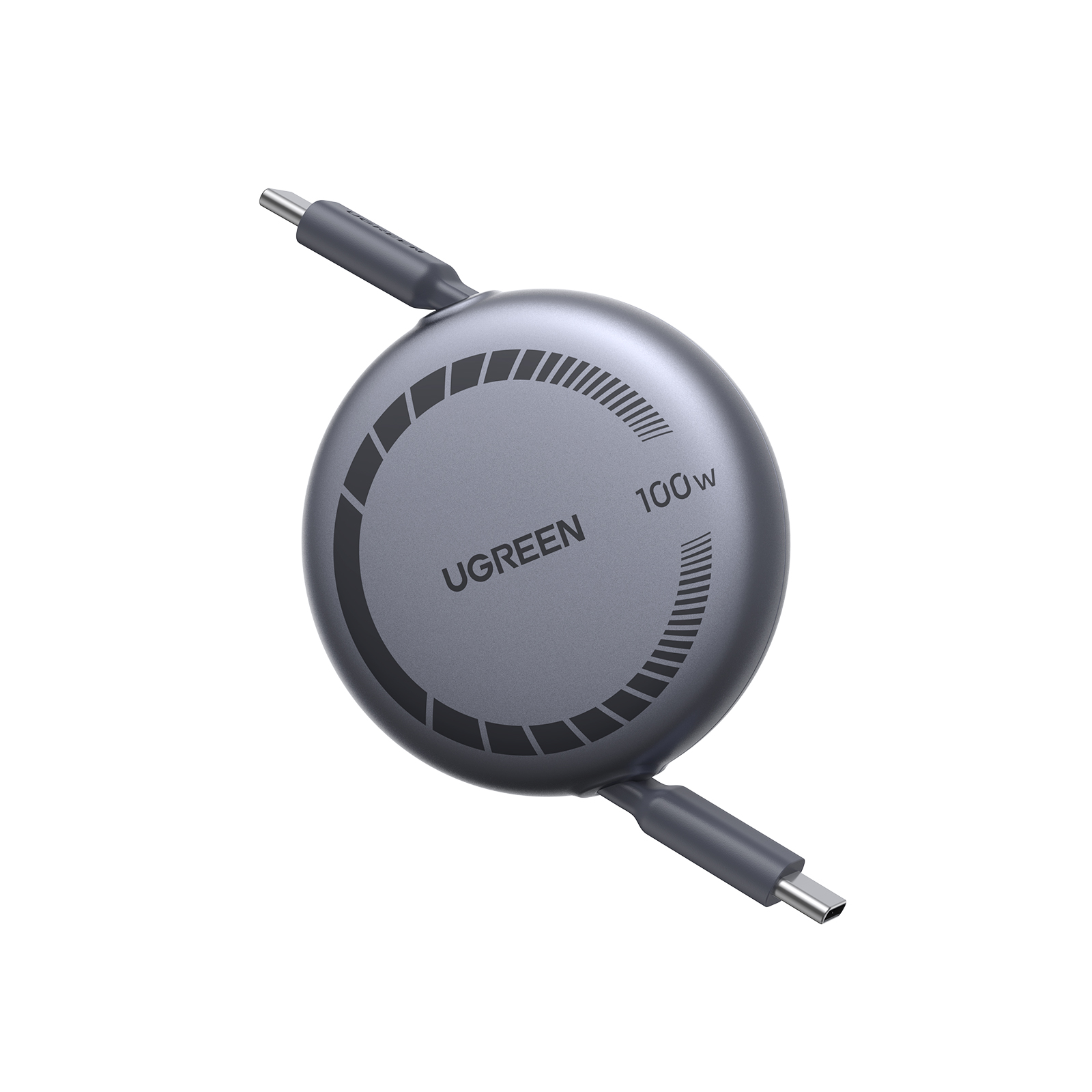 Cablu Ugreen Nexode USB-C la USB-C PD Fast Charge, retractabil, 100W, 1m, Gri
