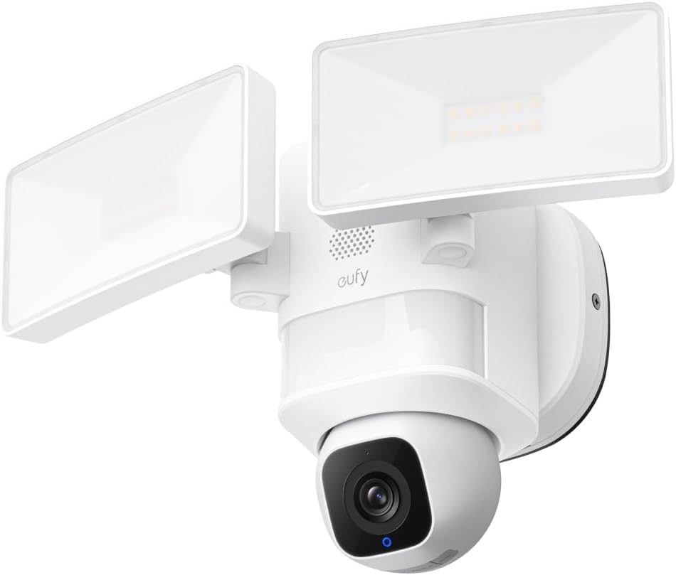 Camera supraveghere eufy Floodlight E30, Wireless, 2K HD, Supraveghere 360, 2.4 GHz Wi-Fi, Alb