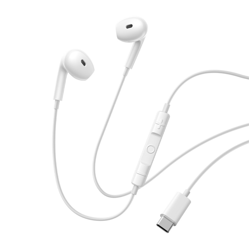 Casti Audio Semi In-Ear Baseus cu fir Encok CZ19, USB-C, microfon, Alb