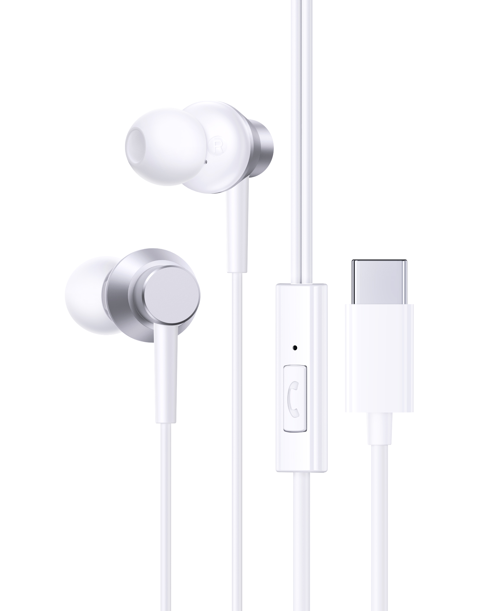 Casti Audio Baseus In-Ear cu fir Encok CZ11, UBS-C, microfon, Alb