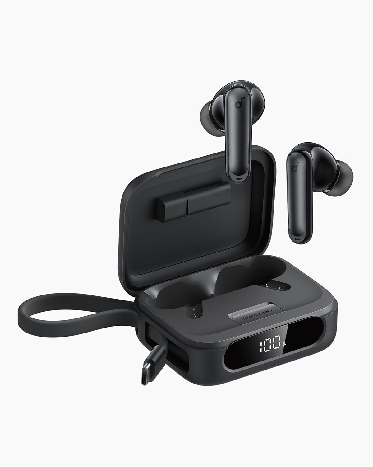 Casti in-ear wireless bluetooth Soundcore P41i Ultimate MFI Version by Anker, ANC, cablu USB-C cu adaptor pentru Lightning, IPX5, Negru