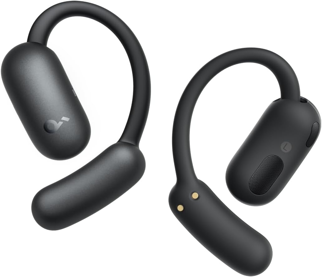 Casti True Wireless Anker SoundCore AeroFit 2, Hi-Res Audio, IP55, Autonomie 42H, Bluetooth 5.4, Traducere in Timp Real, Negru