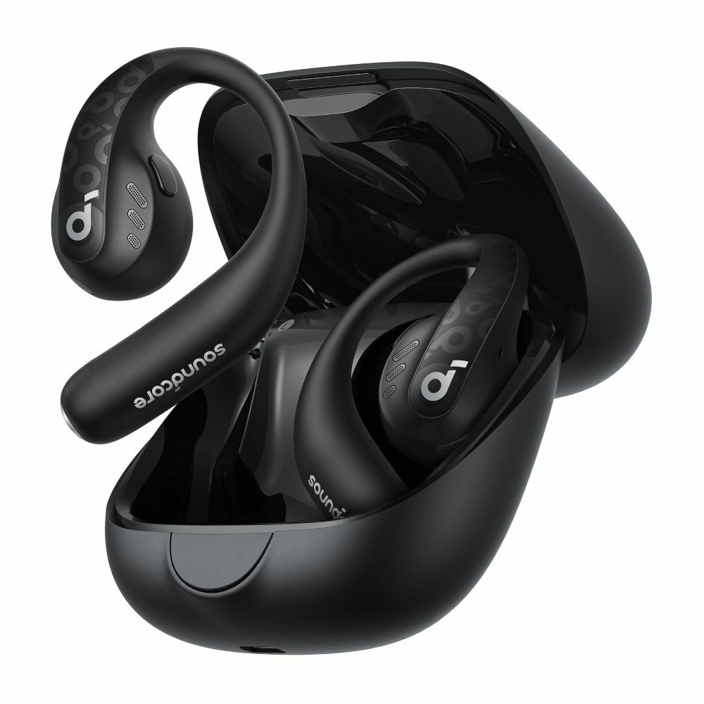 Casti True Wireless Anker SoundCore AeroFit Pro, IPX5, Autonomie 46H, LDAC, Bluetooth 5.3, Negru