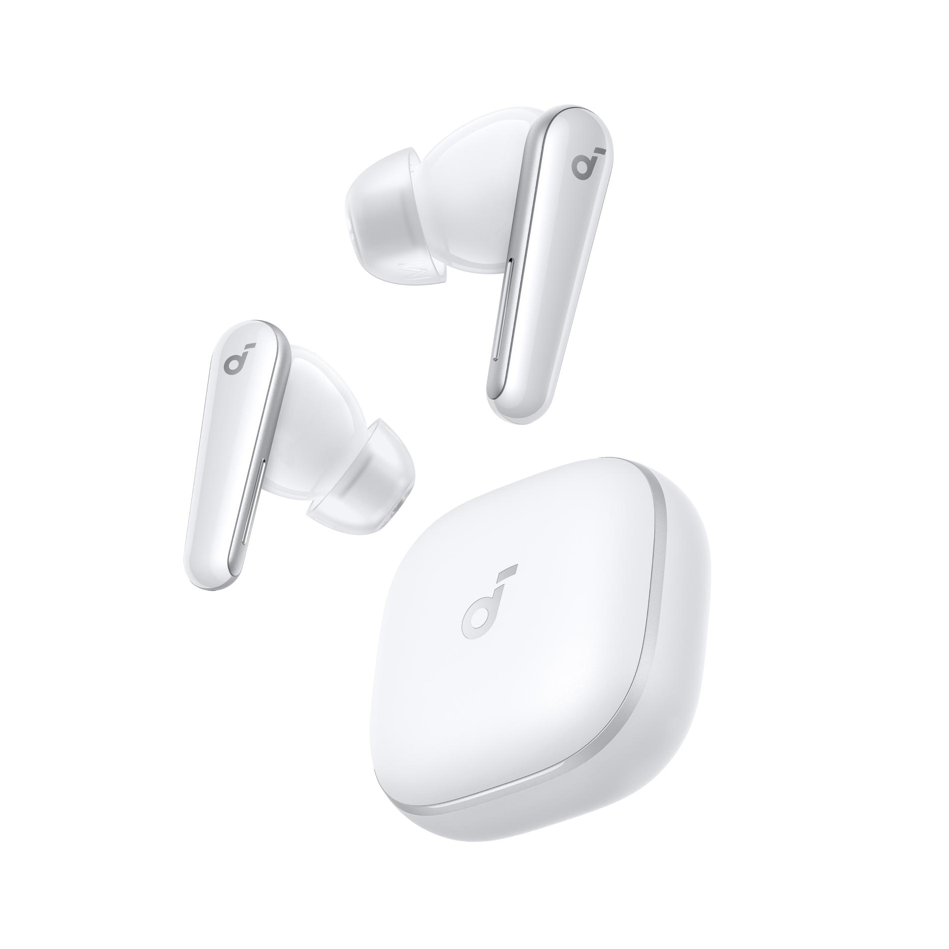 Casti True Wireless Anker SoundCore Liberty 5, Active Noise Cancelling, Autonomie 48 ore, IP55, Dolby Audio, Bluetooth 5.4 Alb