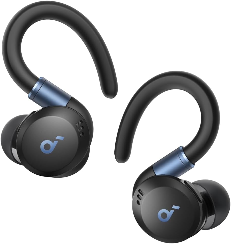 Casti True wireless Anker Soundcore Sport X20, Tehnologie Noise Cancelling, Bluetooth 5.3, IP68, Deep Bass, Negru