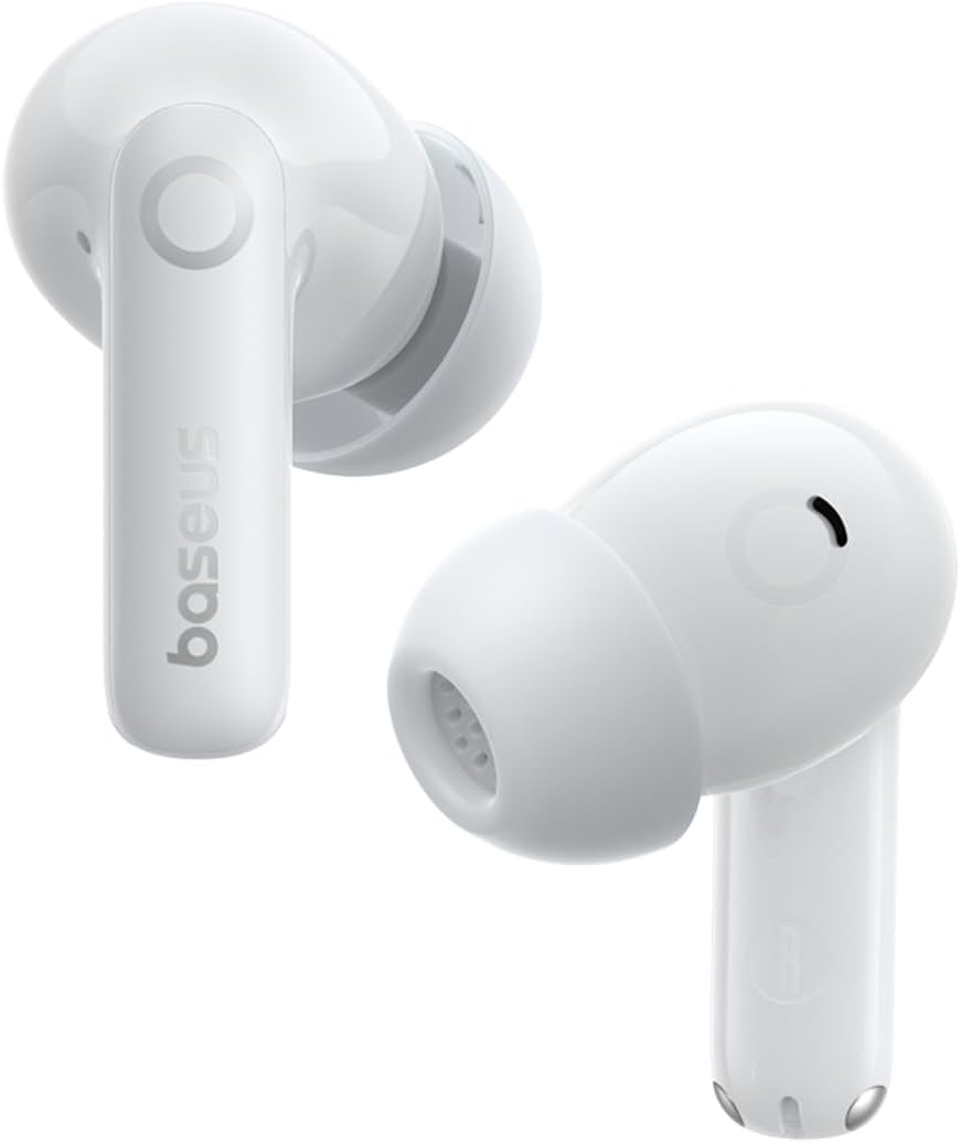 Casti True Wireless Baseus Bass BP1 Pro In-Ear, Noise Cancelling, Adaptive Active EQ, LDAC Hi-Res Sound, IP55, Bluetooth 6.0, Alb