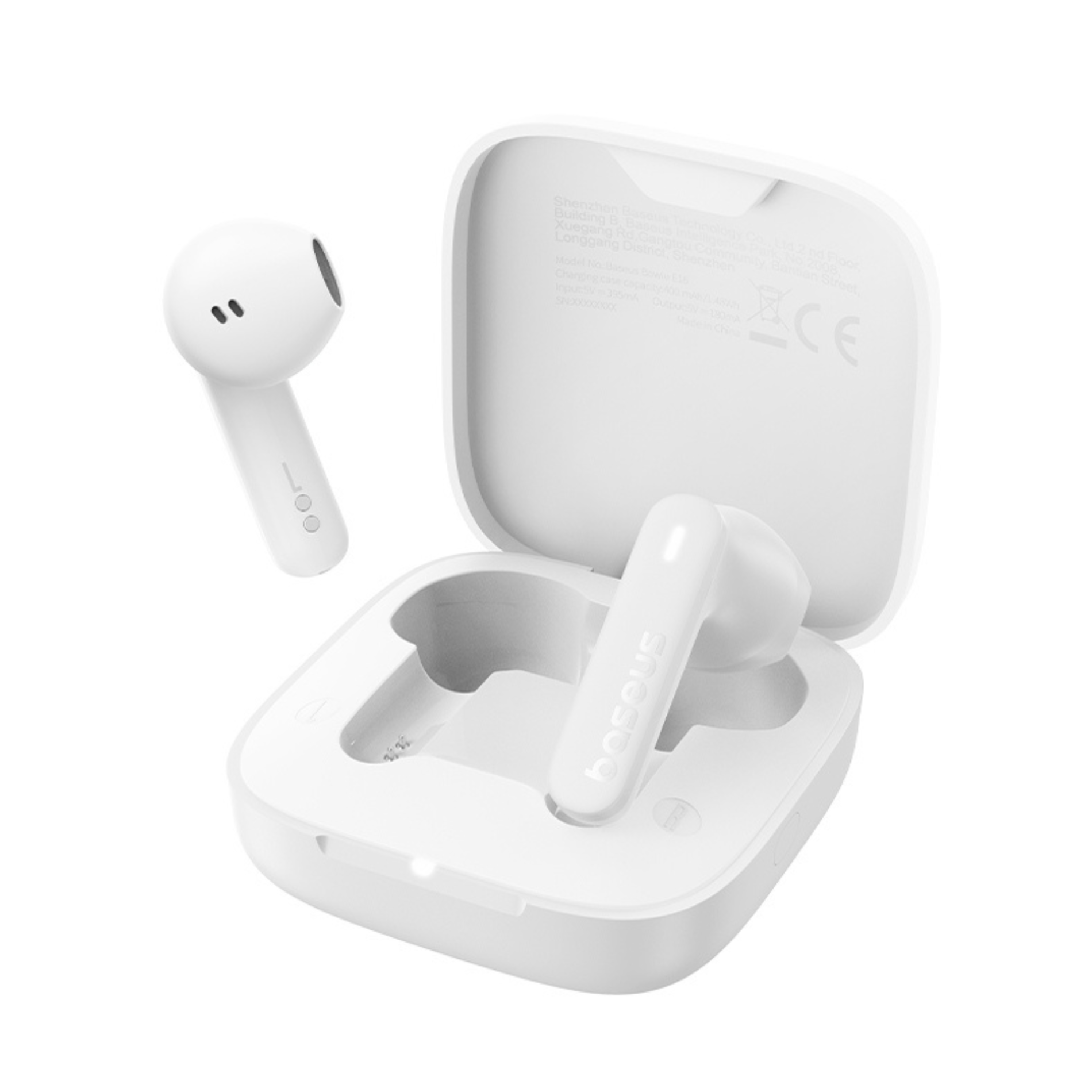 Casti True Wireless Baseus Bowie E16, Bluetooth 5.3, IPX4 Alb