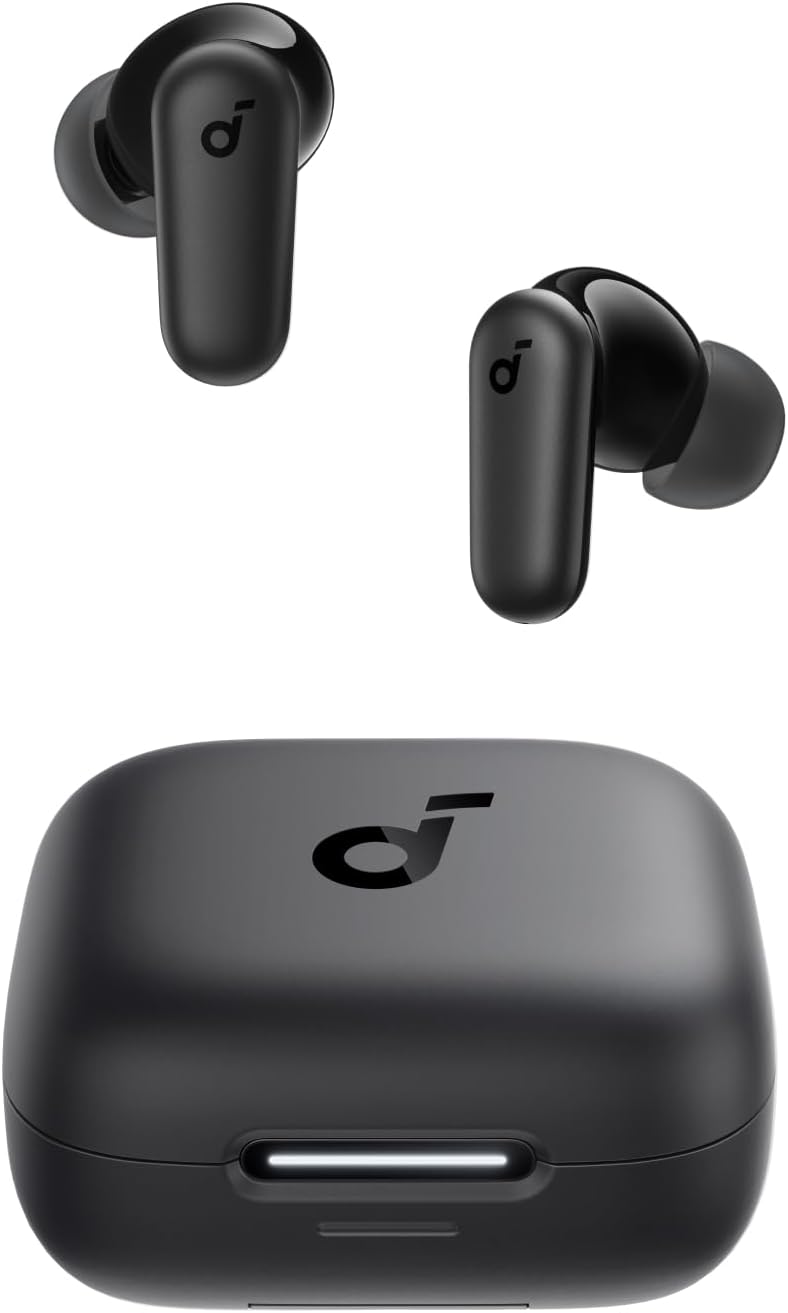 Casti wireless Anker Soundcore P30i, Tehnologie Noise Cancelling, 2-in-1 carcasa si stand, IP54, Bluetooth 5.4, Negru