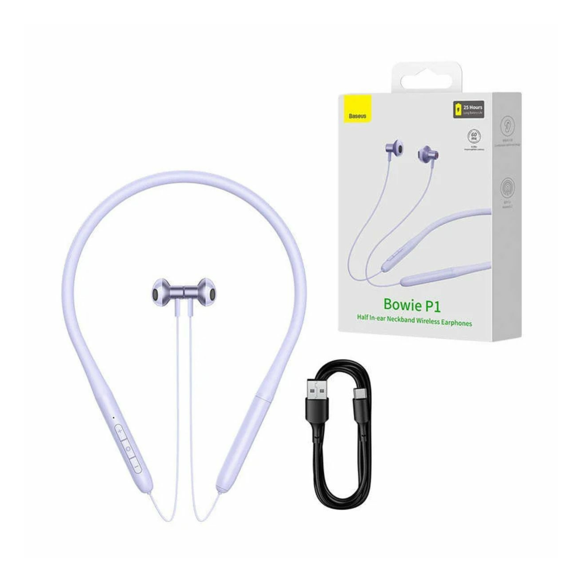 Casti wireless Baseus Bowie P1, Bluetooth 5.2, Violet