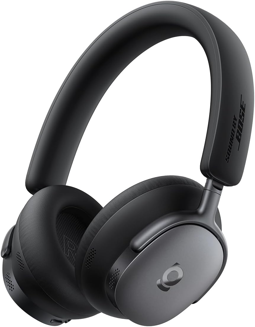 Casti Wireless Over-Ear Baseus Inspire XH1 Sound by Bose, Adaptive Active Noise Cancelling, Dolby Audio, Bluetooth 6.1, Autonomie 100 de ore, Negru