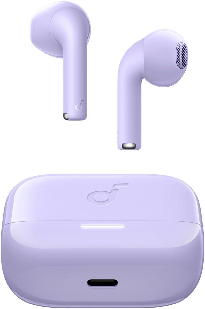 Casti wireless Semi-in-Ear Anker Soundcore K20i, Autonomie 36 ore, IPX5, Bluetooth 5.3, Violet