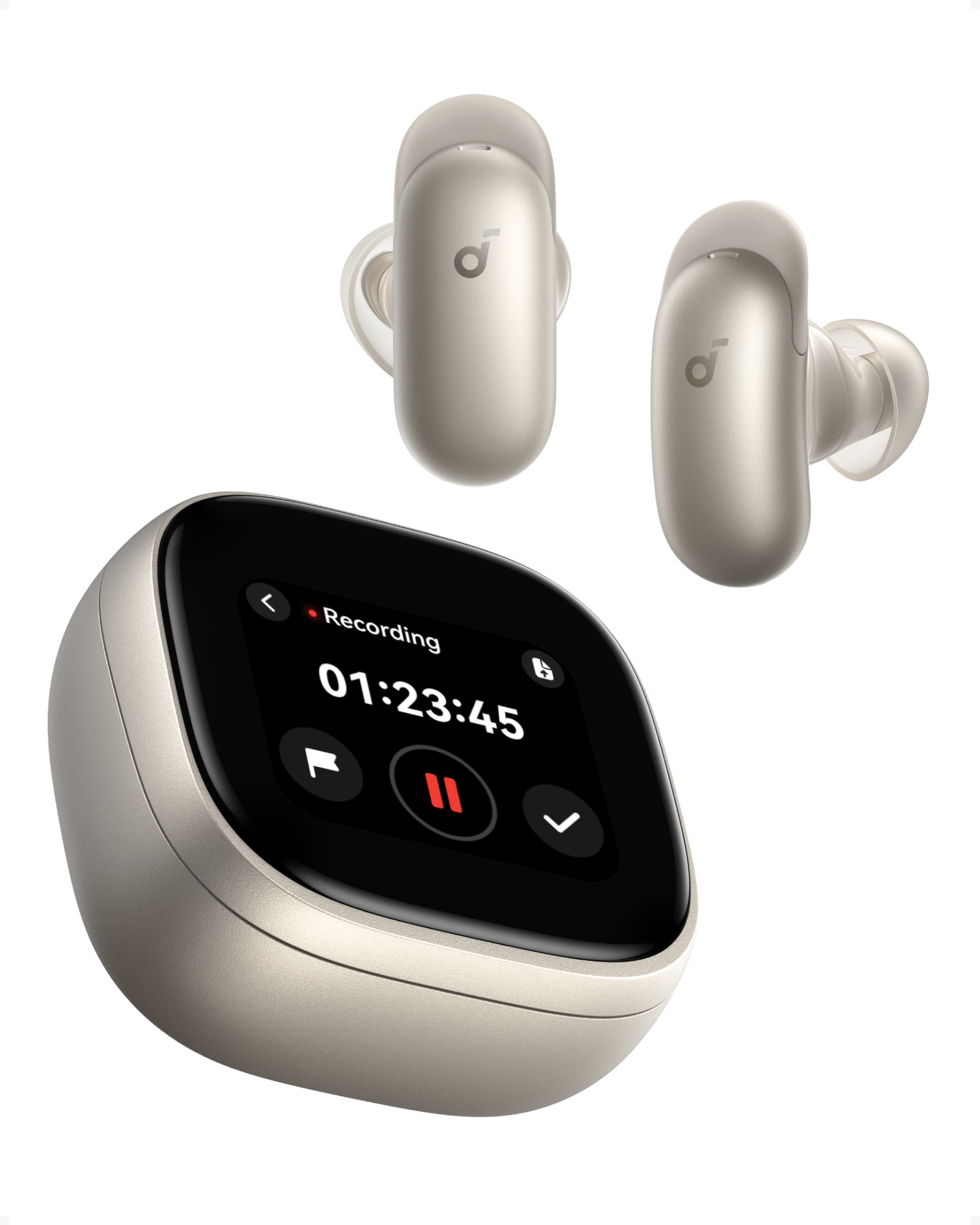 Casti wireless Soundcore Liberty 5 Pro Max, Anker Thus™ AI Chip, Calitatea apelurilor certificată de Guinness World Records, Active Noise Cancelling, AI Note-Taker, Bluetooth 6.1, IP55, Autonomie 28 ore, Auriu
