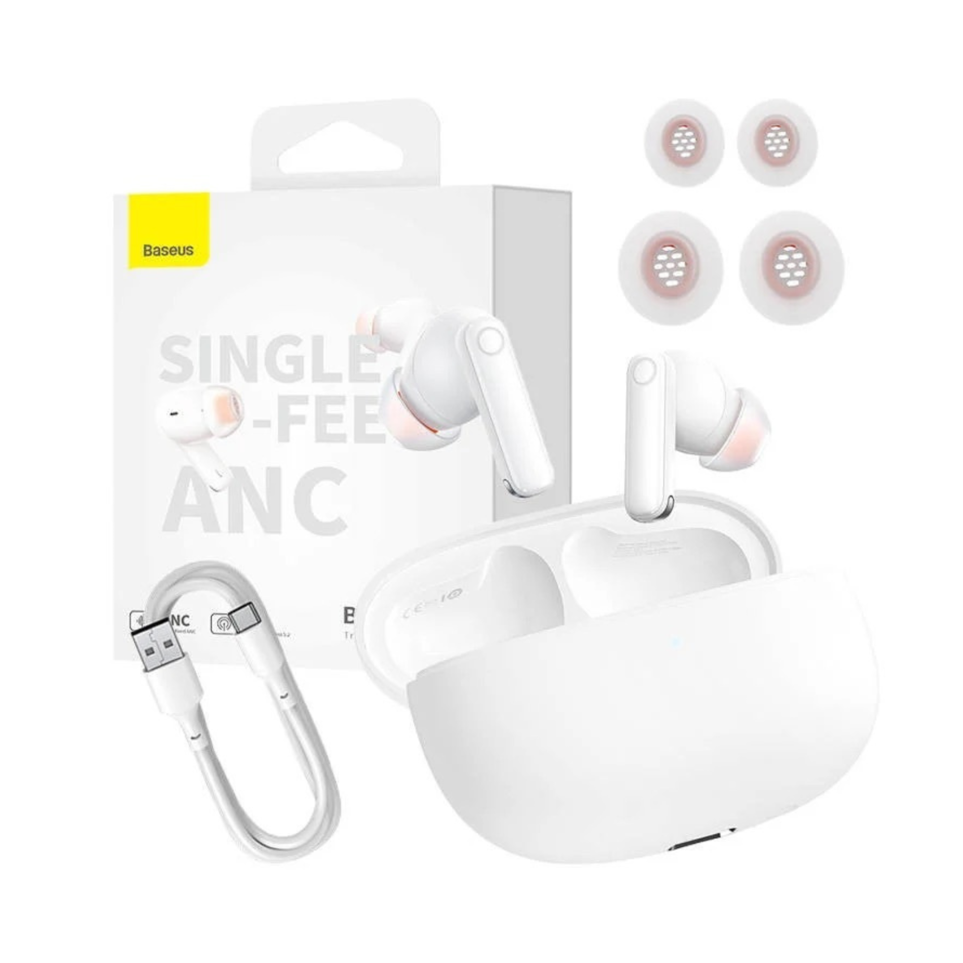 Casti wireless TWS Baseus Bowie MZ10, Bluetooth 5.2, 20h autonomie, Alb
