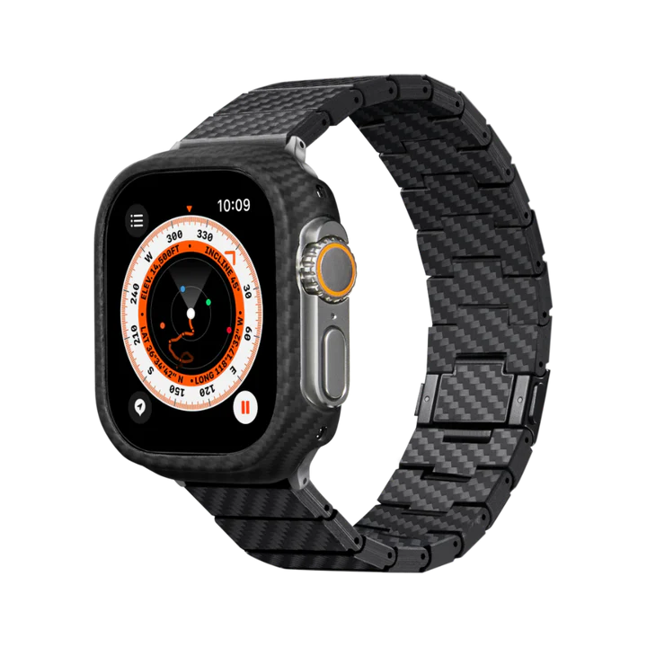 Curea Pitaka pentru Apple Watch Ultra 2/Ultra/8/7/6/5/4/3/SE, din Fibra de Carbon, Negru