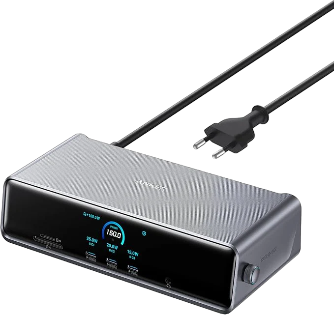 Docking Station Anker Prime 14-in-1, Triple Display, 8K DisplayLink, compatibil cu Windows MacOS, Gri
