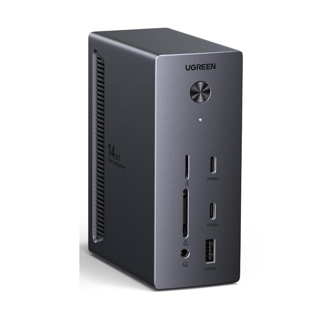 Docking Station UGREEN Revodok 314 14-in-1, 8K DP/ 4K HDMI, 100W PD, Gigabit Ethernet, SD/TF 3.0, 3.5mm Audio, Gri