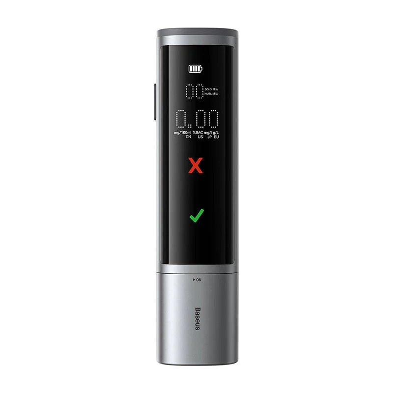 Etilotest Baseus Electronic Breathalyzer Safe Journey Pro, Display LCD, Aluminiu, 470 mAh, Gri