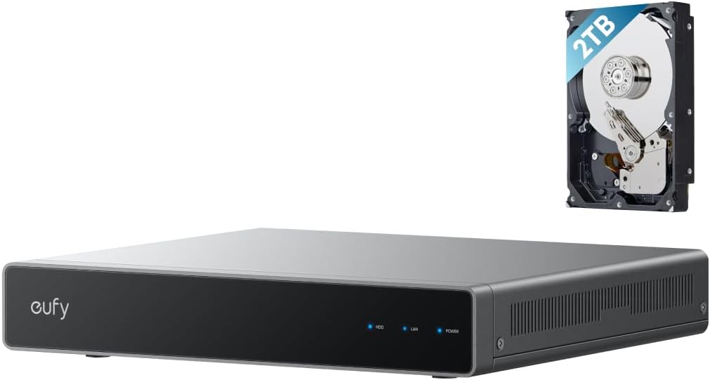 eufy Network Video Recorder S4 cu 8 Canale Stocare 2 TB HD, AI, Functionează doar cu camere si dispozitive PoE eufy