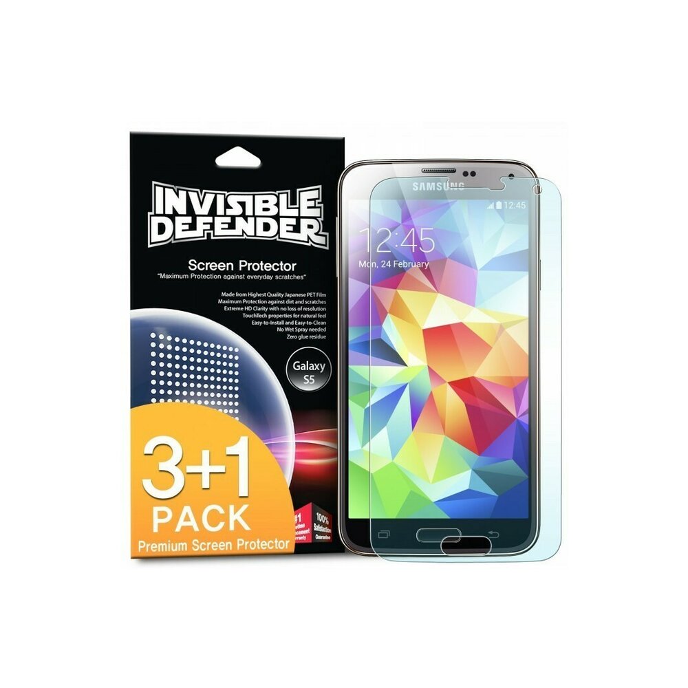 Folie protectie Samsung Galaxy S5  Ringke Invisible Screen Defender. Set 3 bucati, 2+1 GRATIS