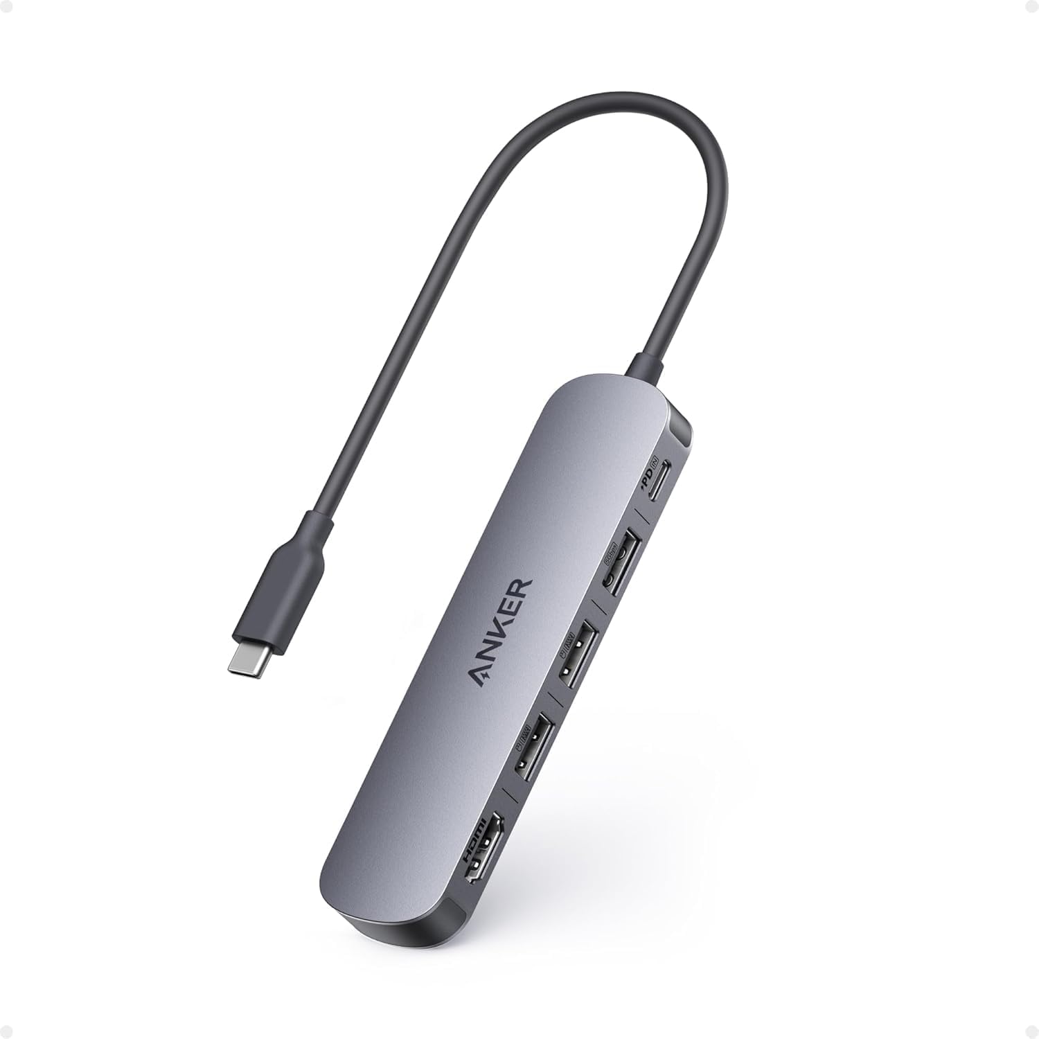 Hub Anker USB-C 5-in-1, HDMI 4K@30Hz, PD 90W, Gri