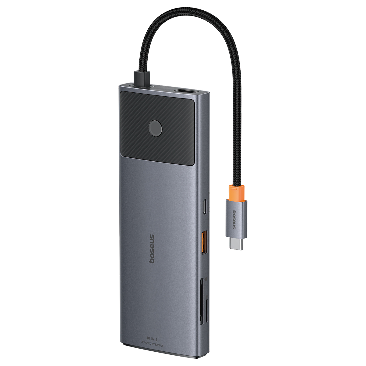Hub Baseus Dual Display 10-in-1 USB-C la 2x HDMI 4K, PD 100W, 3x USB-A, 2x USB-C, RJ45 10Gbps, SD/TF, Negru