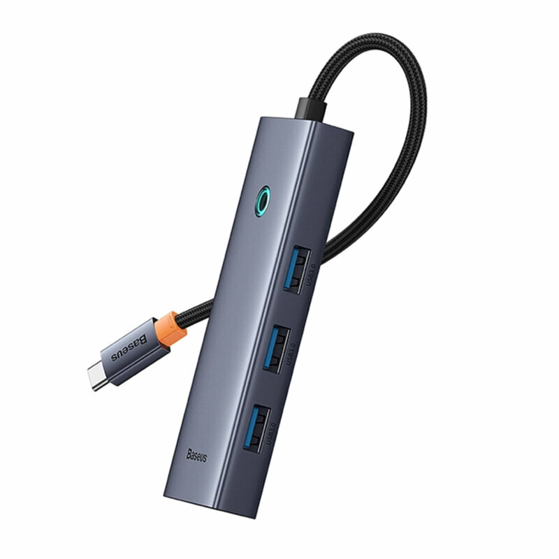 Hub Baseus UltraJoy Series, USB-C la 4xUSB 3.0, 5Gbps, Gri