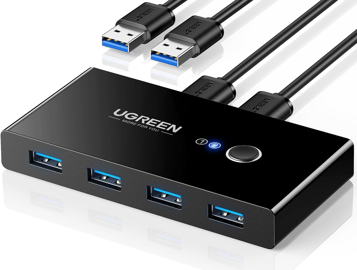 Hub Multiport Ugreen US216, USB la 4x USB 3.0, Sharing Switch Selector Negru