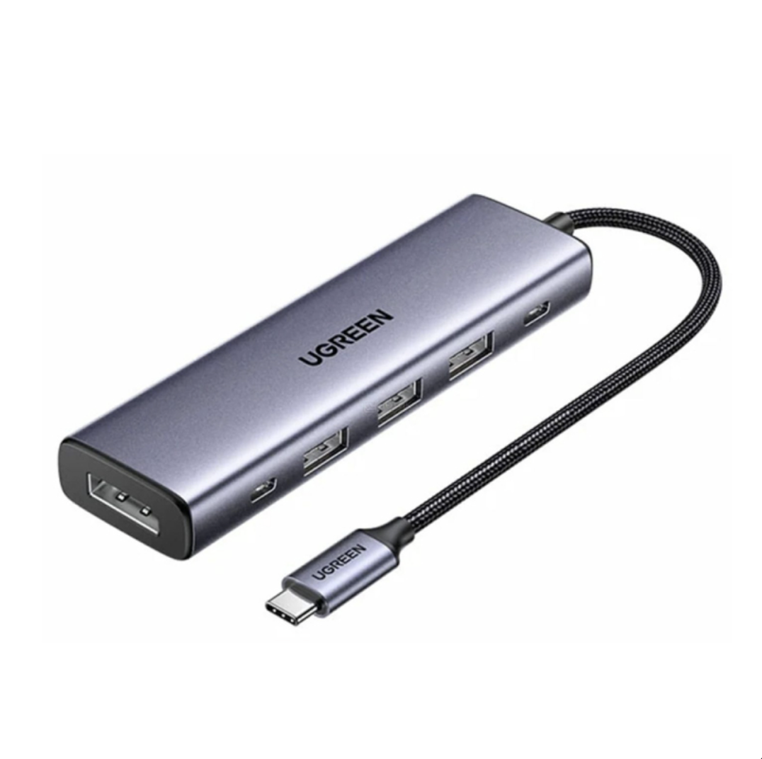 Hub UGREEN 6-in-1, USB-C la DisplayPort PD 3.0, 100W, 4k@60hz, USB-C, USB-A, Gri