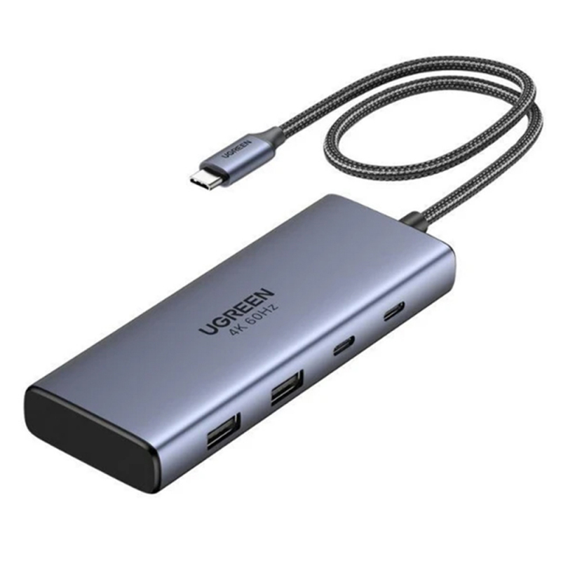 Hub UGREEN 7 in 1 USB-C la 2x USB-A 3.2, 3x USB-C, 2x HDMI, Gri